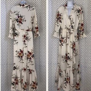 Floral long ruffle dress